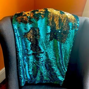 Blue and Gold sequin Pencil Skirt